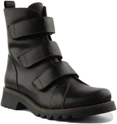 Fly London Rach 790 Bottes À Cheville En Cuir Noires Pour Femmes EU 36-42 - Photo 1/4