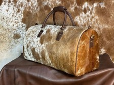 Unisex Handmade HairOn Cowhide Leather Duffel Weekender Travel Gym Bag -Gift Bag