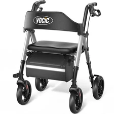 VOCIC Rollator Walker w/ Seat - 330lb Capacity, 8" Wheels - Used