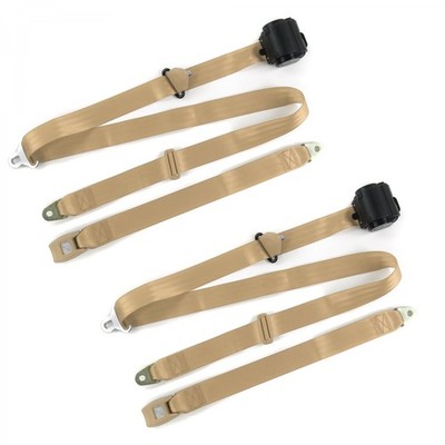 JP Gladiator 1962 - 1988 Standard 3pt Tan Retract Bucket Seat Belt Kit-2 Belts