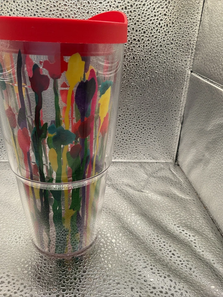 Стакан Tervis Rainbow акварель тюльпан изолированная стеклянная чашка 24 унц с крышкой США - Изображение 2 из 4