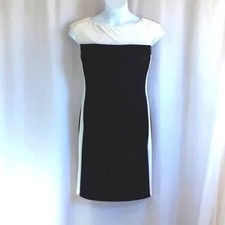Chaps size large beige black color block dress