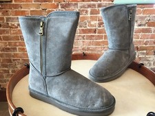 LAMO Grey Suede Water  Stain Resistant Juniper Zipper Boots 7 Sale
