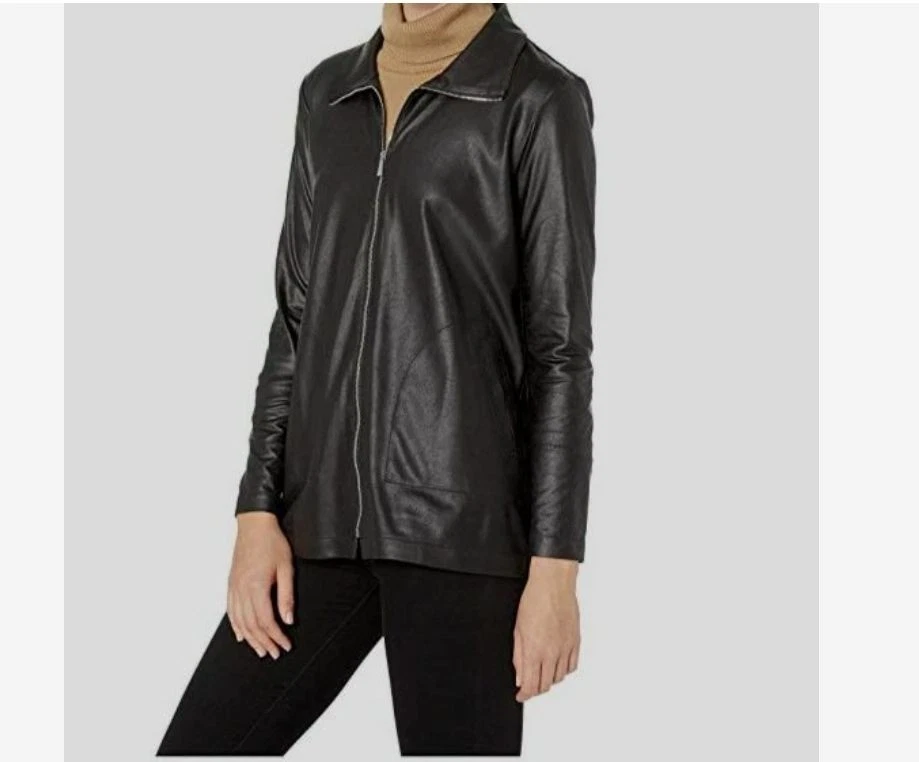 Chaqueta para mujer Elliott Lauren talla XL negra cremallera frontal elástica imitación cuero Foto 2 de 4