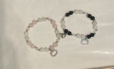 black onyx & Rose quartz Hello Kitty Magnetic Bracele Set- # 66 (F)