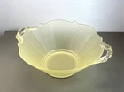 Lancaster Depression Glass Yellow Satin Frosted Topaz Bowl 7.5 X 3” Handled