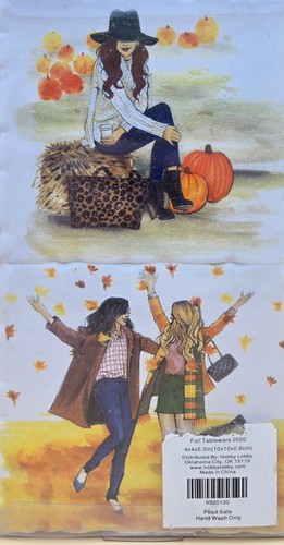 (SET OF 4) Fall Autumn Ladies Halloween 4"x4" Ceramic Coasters, Cork Backing NEW - Picture 3 of 8