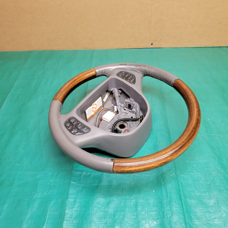 Volante Lincoln Town Car 1998-2004 grano de madera y cuero gris OEM Foto 4 de 4