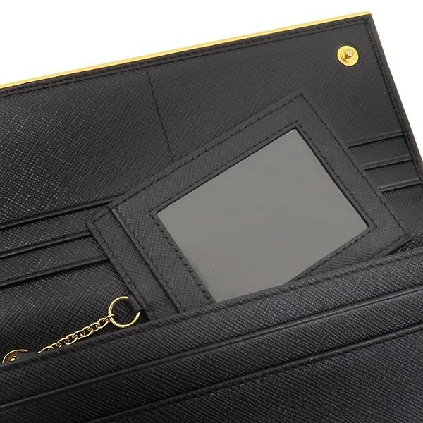 PRADA Long Wallet Logo Plate in Saffiano Nero 7.4*3.5*0.7 inch thumbnail 6