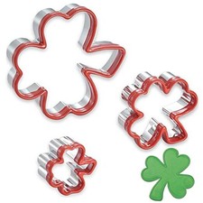 3 Pcs Clover Cookie Cutter Set 4.1" 3" 1.8", St. Patrick's Day Irish Shamrock