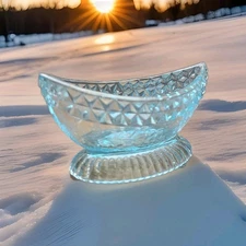 Canoe Wilkerson Wildflower Master Salt Dip Aqua Blue Art Glass