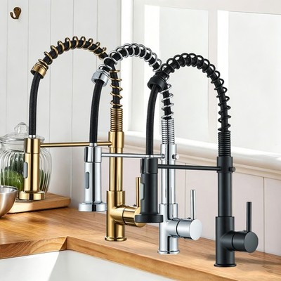 Kitchen Faucet with Pull Down Sprayer Stainless Steel Single Handle Sink Mixer