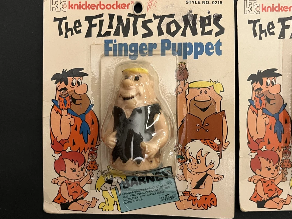 Marionetas de dedo Knickerbocker 1972 vintage Picapiedra goma embalaje original Foto 2 de 4