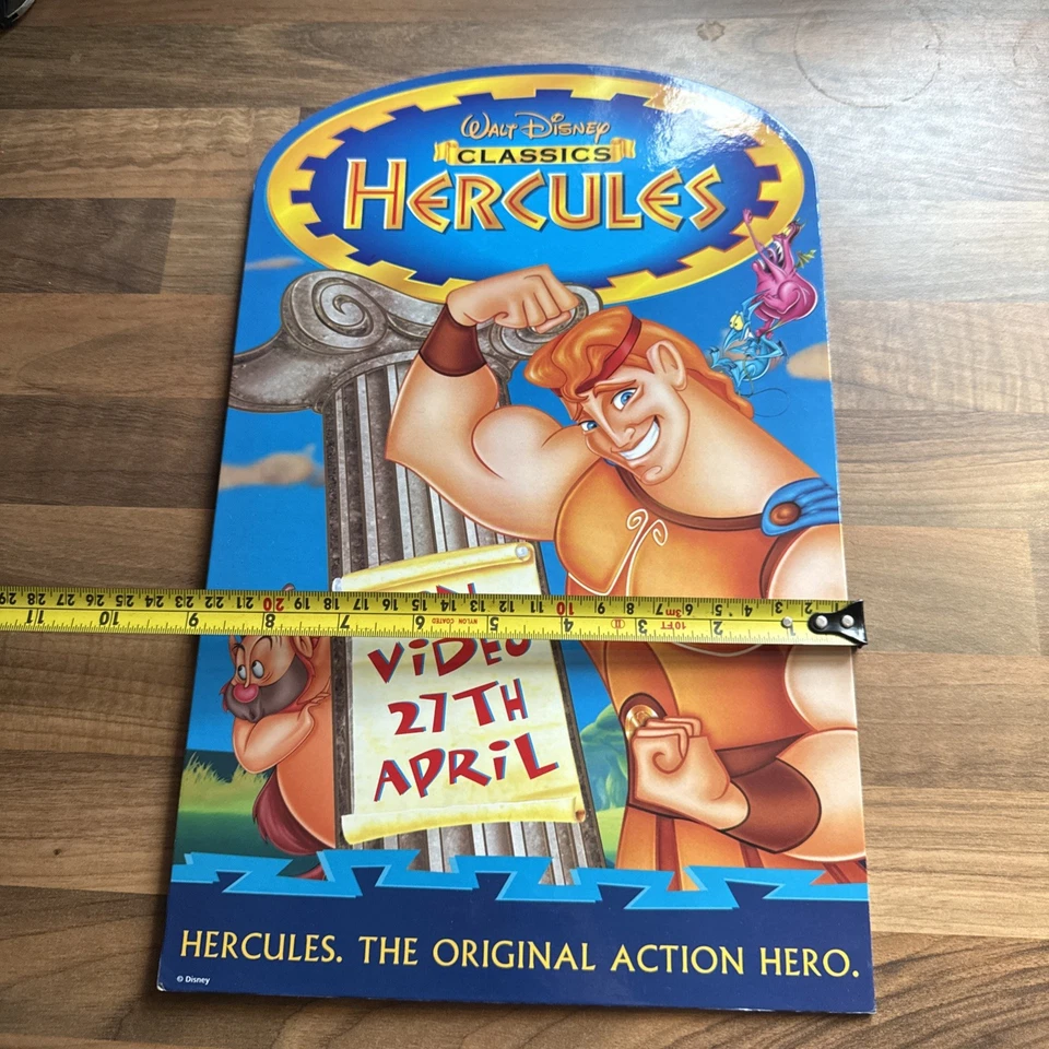 Disney store Hercules counter card display standee Video Shop VHS ORIGINAL - Image 4 of 4