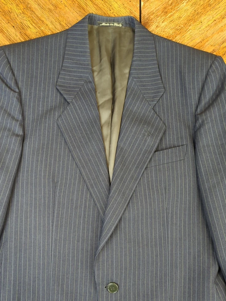 Abrigo Blazer Chaqueta Abrigo Deportivo Mani Armani 36R Gris Rayas Lana Virgen De Colección  Foto 3 de 4
