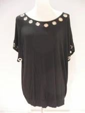 WOMENS BLOUSE, XL/XG, SOLID BLACK, SEE NEW 50% OFF RATE