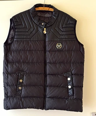 Philipp Plein Herren Steppweste Schwarz 3XL Stehkragen Reißverschluss Logo - Bild 1 von 4