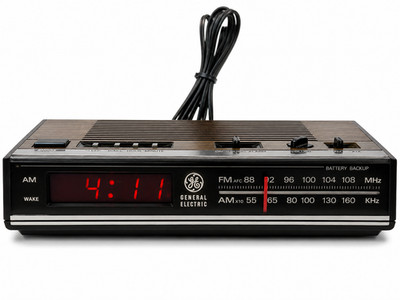 Vintage General Electric AM/FM Alarm Clock Radio Model 7-4624B Wood Grain TESTED