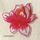 PINK FUCHSIA LOTUS LILY FLOWER PATCH, 8 x 8 cm, embroidered sconce C142