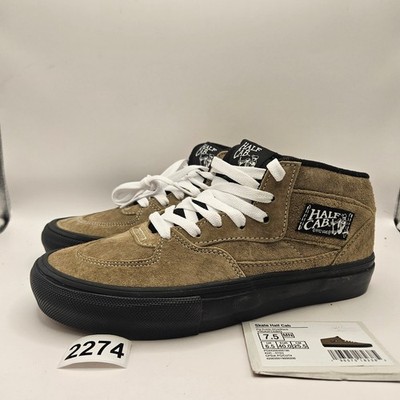 VANS MEN'S 7.5 RARE SKATE HALF CAB PIG SUEDE OLIVE BLACK NWOB