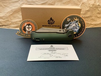 QSP Penguin QS130-X 154CM Satin Sheepsfoot Green Titanium Frame Lock Knife