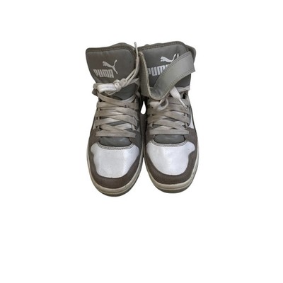 Puma Rebound Street JR Freizeitschuhe Unisex Kinder 4,5 grau weiß High Top Schnürer