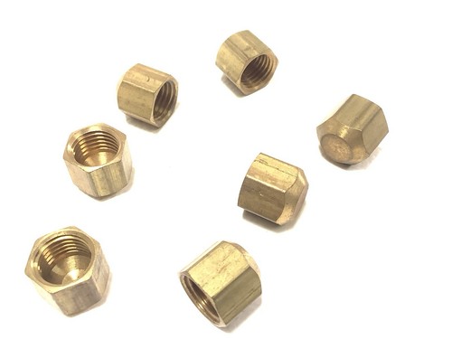 Brass 45° F440 Flare Fitting Caps 1/4"  7 Pcs.