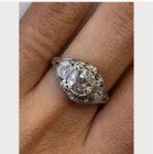 Art Deco Vintage Diamond Ring Silver Round Prong Setting Fine Jewelry