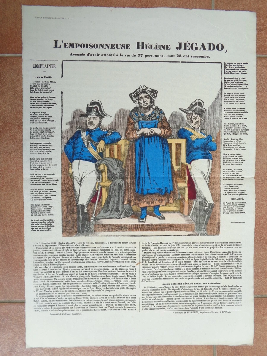 GRANDE GRAVURE ANCIENNE Image Epinal Pellerin L'EMPOISONNEUSE HELENE JEGADO | eBay