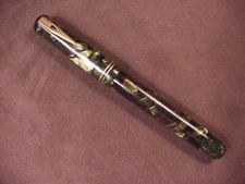 +   EAGLE PENCIL CO., FOUNTAIN PEN, GFT, 14KT NIB, GREEN PEARL, P.F.,  c'30'S