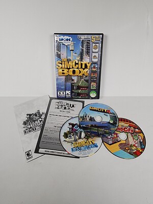The Sim City Box PC DVD-ROM Software 5 Video Games EA Windows rush hour simcity