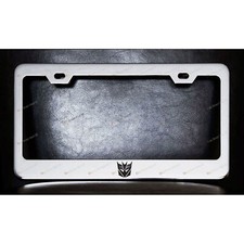 Decepticon Symbol Custom Made Chrome Metal License Plate Frame Screw Caps