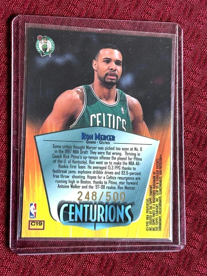 1998-99 Topps Finest Centurions refractor Ron Mercer Celtics C19 # 248/500 Foto 2 de 2
