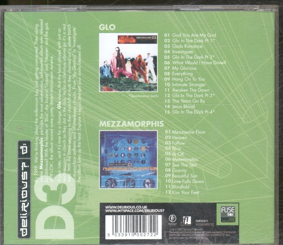Delirious? Glo & Mezzamorphis double CD Europe Survivor 2010 FURYCD11