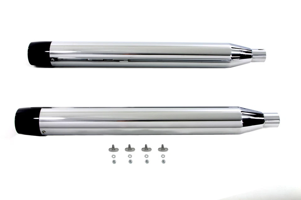 Silenciadores de escape Harley Electra Glide Road King Street V-TWIN CROMO/NEGRO 3,5" Foto 2 de 3