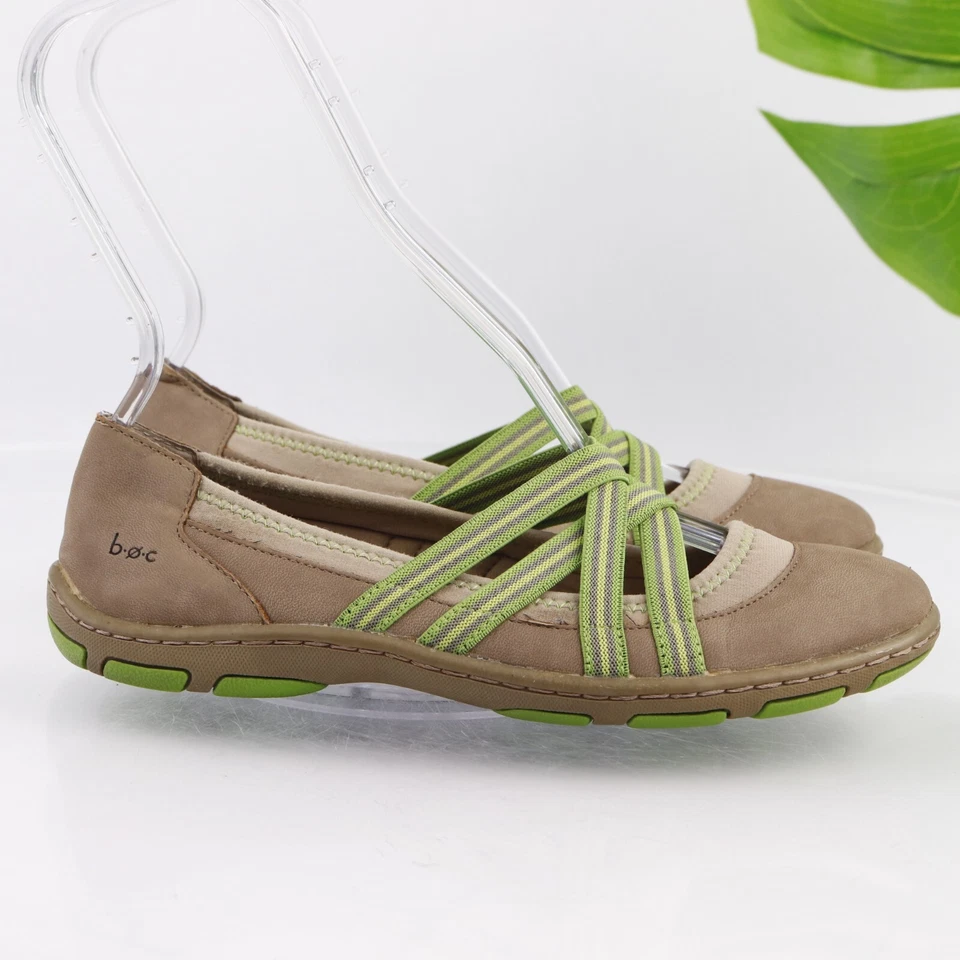 Zapato Born Mujer Nambe Mary Jane Talla 8 Marrón Elástico Verde Correa Plana Sin Cordones Foto 4 de 4