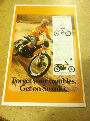 Vintage Suzuki Rm 100 Motorcycle Poster Home Decor Man Art Christmas Present