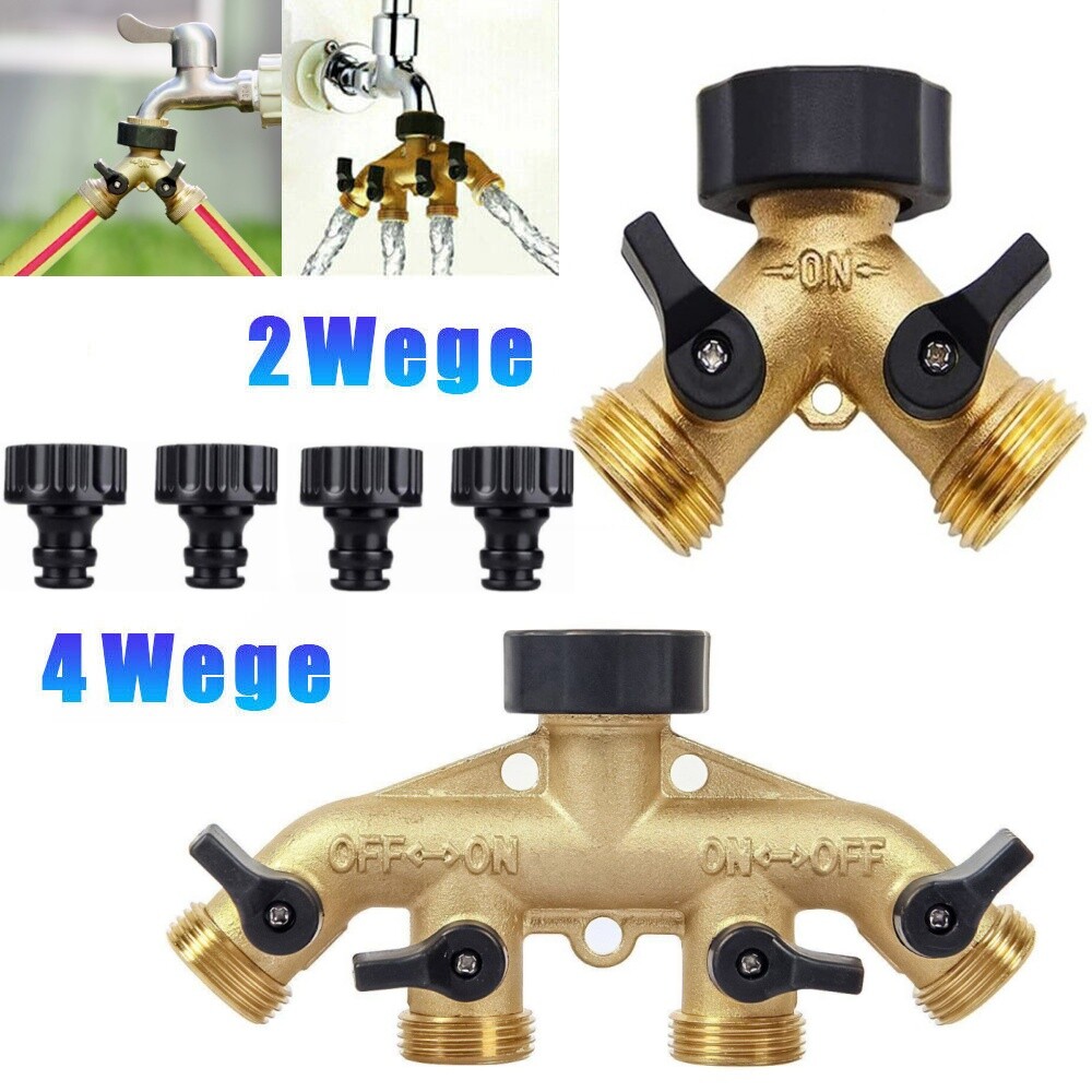 Messing Gartenschlauch-Verteiler 2-Wege – Y-Splitter, 3/4 Zoll, Mit Ventilen, Für Wasserhahn & Schlauch