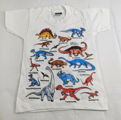 Dinosaurier All Over Print T-Shirt – Buntes Retro Produktbild-Vorschau 1