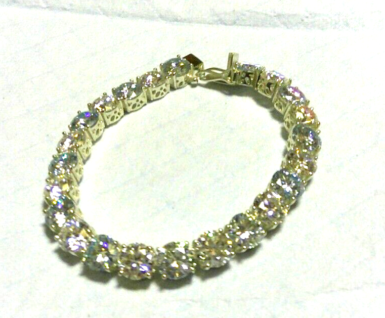 Hand Made Huge Moissanite Bracelet, 8mm wide stones, heavy mounting! Will LAST!!