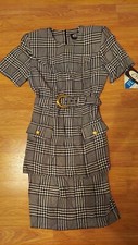 NWT Ladies Dress Vintage Sz 2 petite Made USA gray Womens Dress & Belt