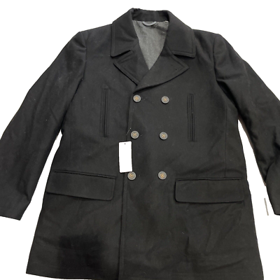 Michael Kors mens Double Breasted Black Wool Coat Peacoat -size