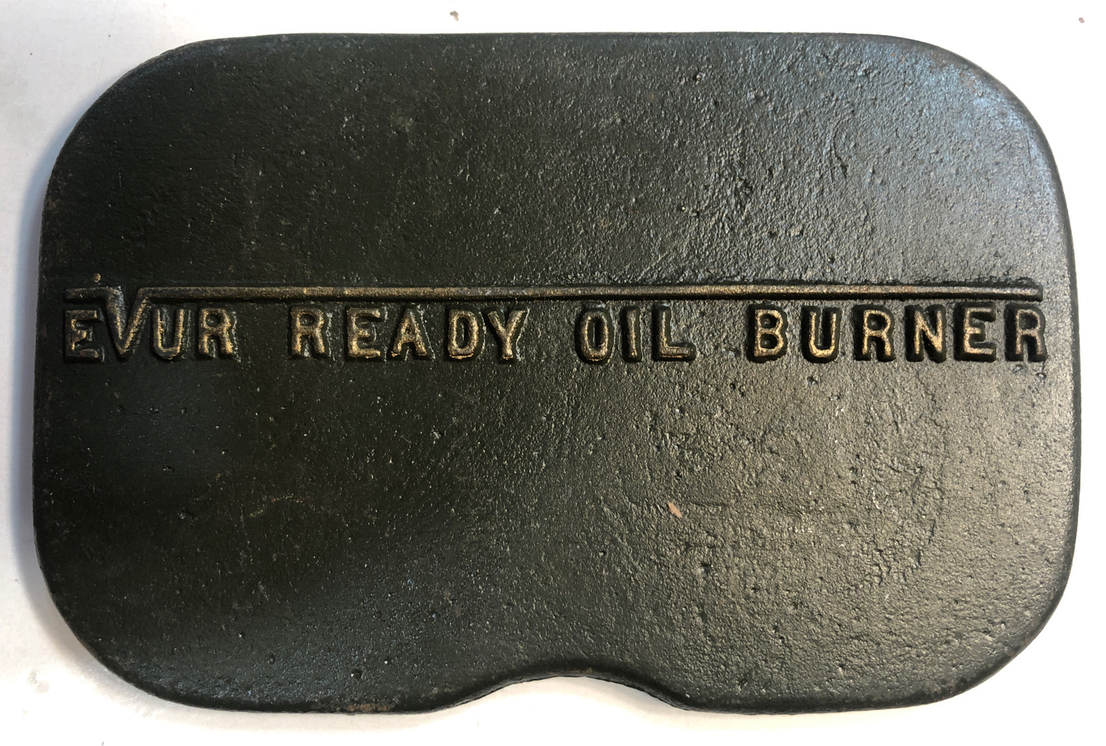 Vintage  Evur Ready Cast Iron Oil Burner Cover Plate-image