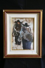 Sandro Negri quadro olio tela cartone figure vita contadina pittore mantovano