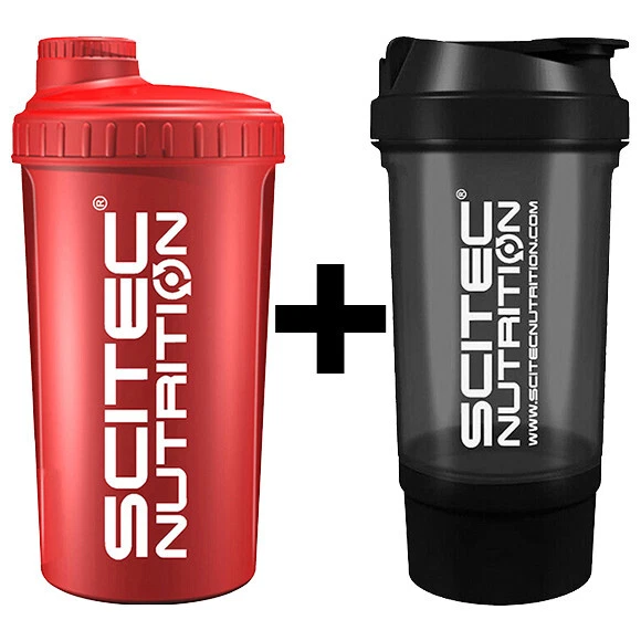 Scitec Nutrition Shaker 700 ml + Shaker 500 ml (Rot + Schwarz) Eiweiß Mixer