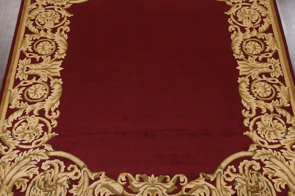 Bordered Vegetable Dye Nepalese Oriental Area Rug Hand-knotted Dining Room 9x12 - Image 3 of 4