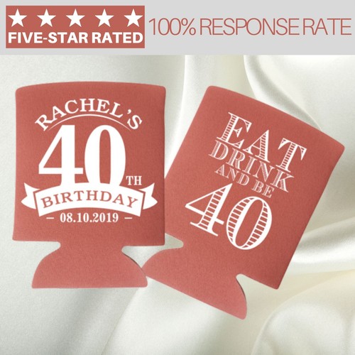 Personalized Can Coolers, Eat Drink and Be 40 Birthday Can Coolers, Custom Gift - Foto 13 di 13