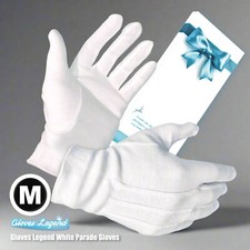 3 Pairs - Gloves Legend 100 Cotton White Parade Gloves with Gift Box - Medium
