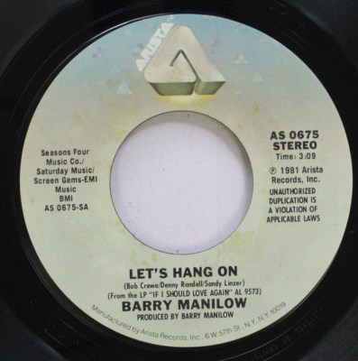 Pop 45 Barry Manilow Let S Hang On No Other Love On Arista Ebay