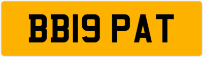 BB19 PAT BIG PATS REG XL PATRICK PATRICIA PRIVATE REGISTRATION CAR NUMBER PLATE